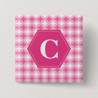 Pink White Monogram Pattern 15 Cm Square Badge