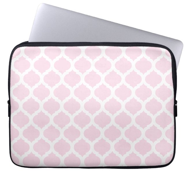 Pink & White Moroccan Laptop Sleeve (Front)