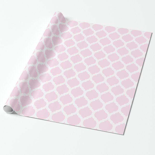 Pink & White Moroccan Pattern Wrapping Paper (Unrolled)
