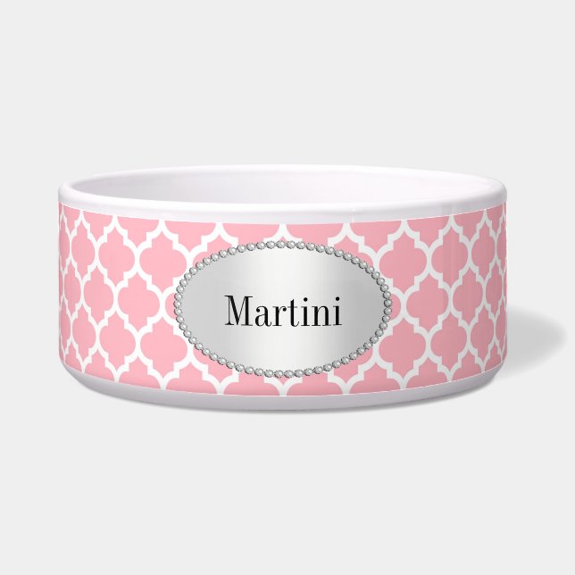 Pink White Moroccan Quatrefoil Pattern #5 (Front)