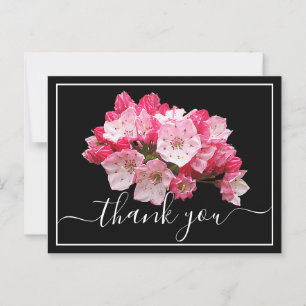 Pink/White Mountain Laurel Black Back Thank You Postcard