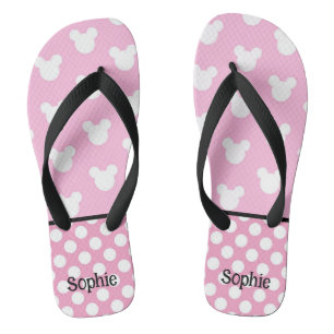Pink & White Mouse Ears Flip Flops