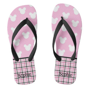 Pink & White Mouse Ears   Flip Flops