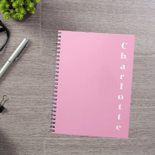 Pink white name notebook