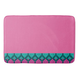 PInk White Norwegian border Bath Mat
