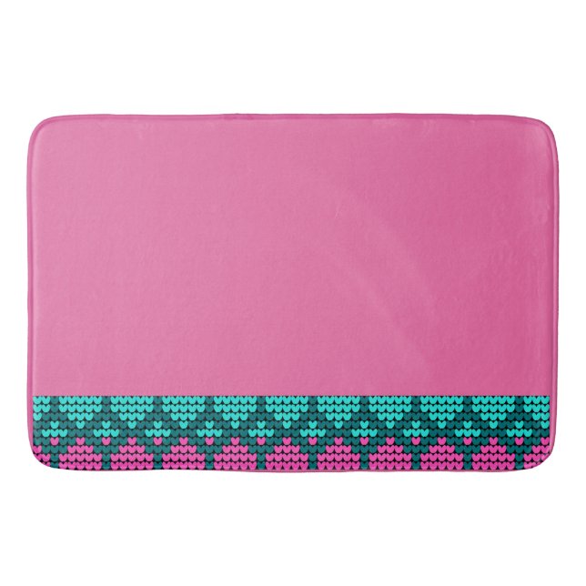 PInk White Norwegian border Bath Mat (Front)