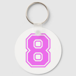 PINK & WHITE NUMBER 8 KEY RING
