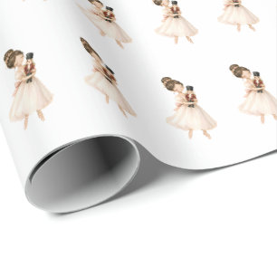 Pink white nutcracker ballerina Christmas Wrapping Paper