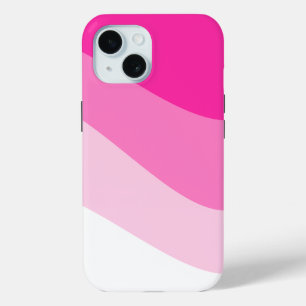 Pink White Ombre Wave pattern iPhone 15 Case