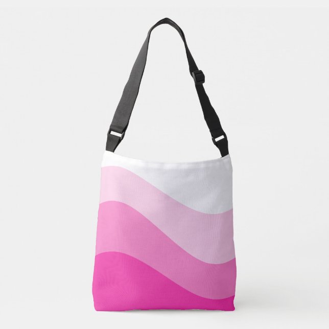 Pink White Ombre Wave pattern Crossbody Bag (Front)