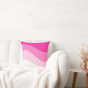 Pink White Ombre Wave pattern Cushion