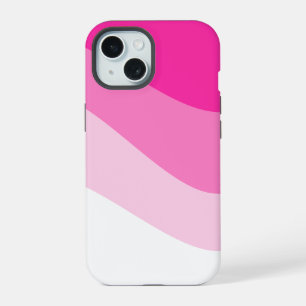 Pink White Ombre Wave pattern iPhone 15 Case