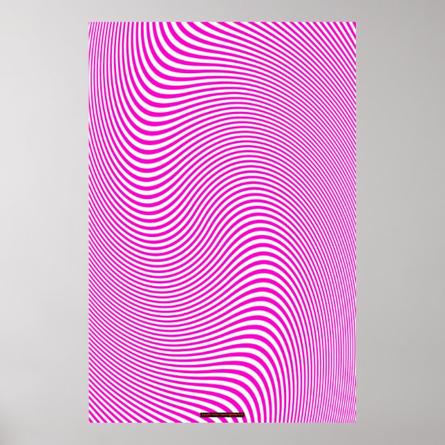 Pink & White Op Art Optical Illusion Wall Poster (Front)