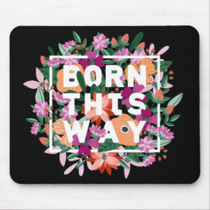 Pink White Orange Floral Lesbian Pride Mouse Mat