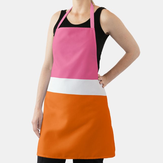 Pink White Orange Plain Colour Block Design  Apron (Creator Uploaded)