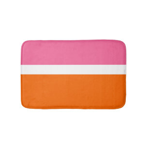 Pink White Orange Plain Colour Block Design Bath Mat