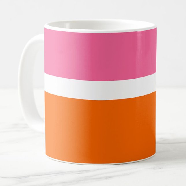 Pink White Orange Plain Colour Block Design  Coffee Mug (Creator Uploaded)
