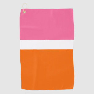 Pink White Orange Plain Colour Block Design  Golf Towel