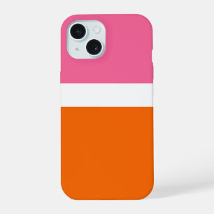 Pink White Orange Plain Colour Block Design iPhone 15 Case