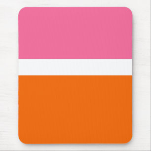 Pink White Orange Plain Colour Block Design Mouse Mat