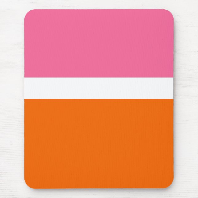 Pink White Orange Plain Colour Block Design  Mouse Mat (Front)