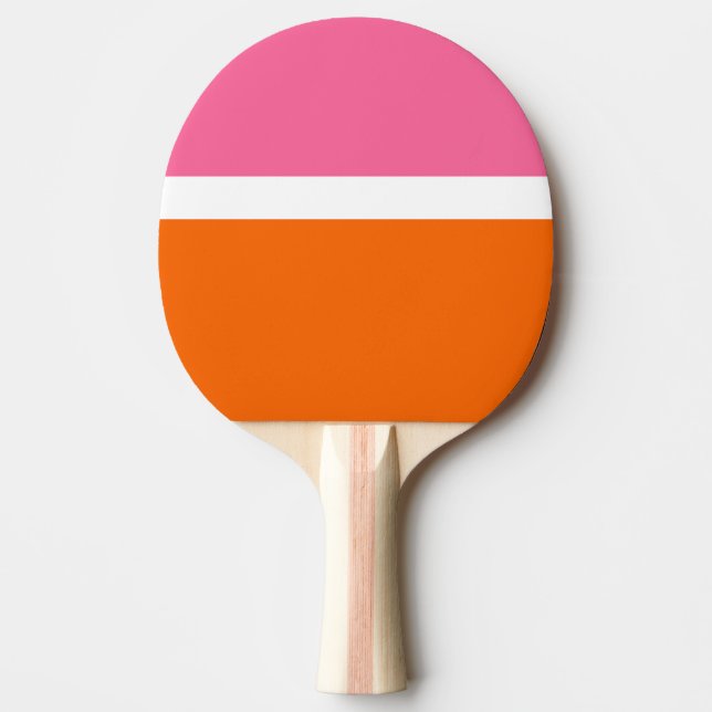 Pink White Orange Plain Colour Block Design  Ping Pong Paddle (Front)
