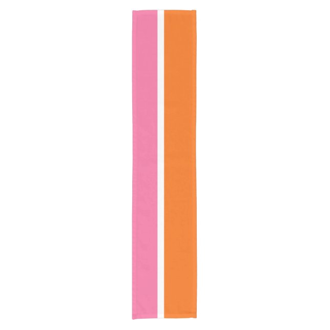 Pink White Orange Plain Colour Block Design  Short Table Runner (Front)