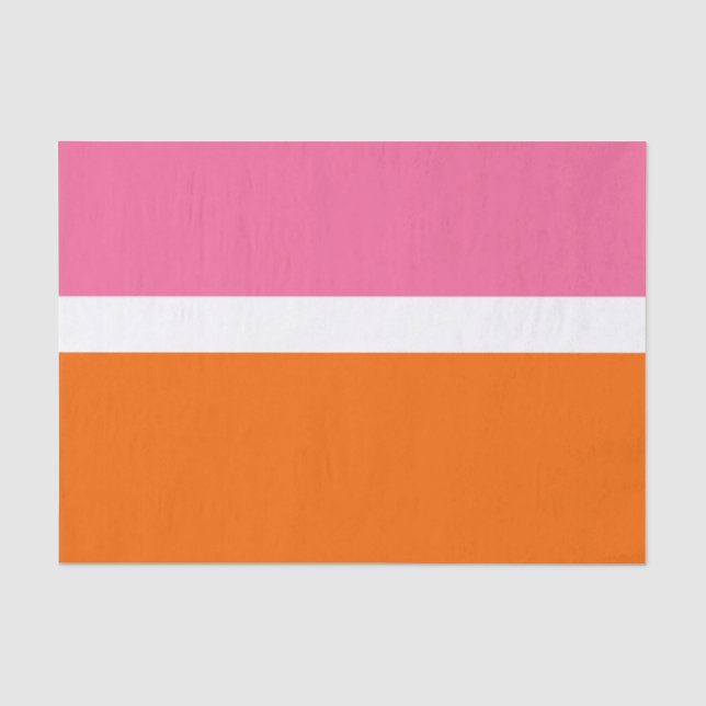 Pink White Orange Plain Colour Block Design  Tissue Paper (Front)