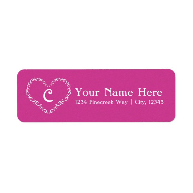 Pink White Ornament Heart Valentine Address Labels (Front)