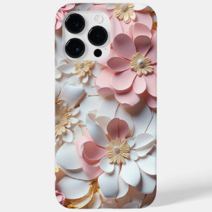 PINK & WHITE PAPER 3-D LOOK FLOWERS Case-Mate iPhone 14 PRO MAX CASE