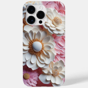 PINK & WHITE PAPER 3-D LOOK FLOWERS Case-Mate iPhone 14 PRO MAX CASE
