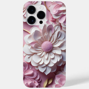 PINK & WHITE PAPER 3-D LOOK FLOWERS Case-Mate iPhone 14 PRO MAX CASE