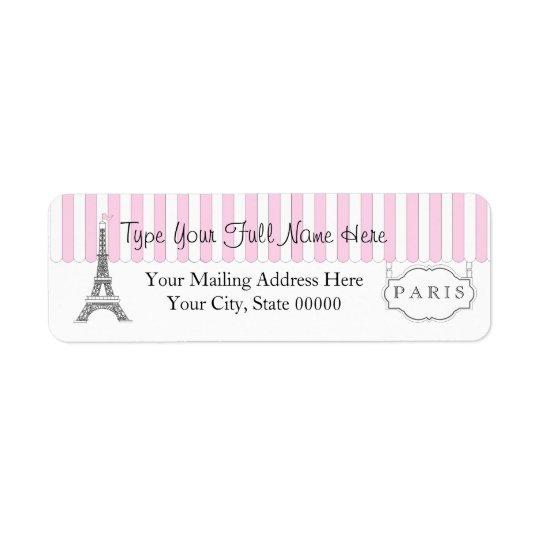Pink | White Paris Eiffel Tower Name Return Address Label