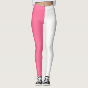 Pink White Part Half Sides Design Leggings