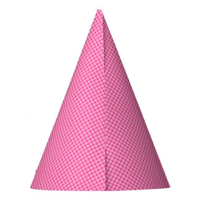 Pink-White Pastel Gingham-PAPER PARTY HATS (Back)