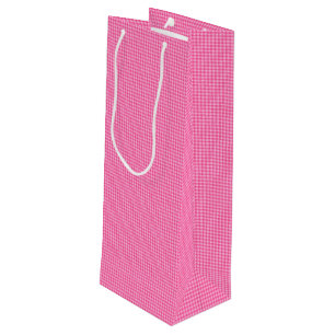 Pink-White Pastel Gingham-WINE GIFT BAG