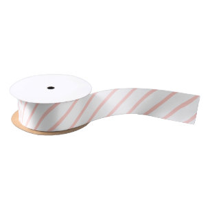 Pink White Pastel Stripes Satin Ribbon