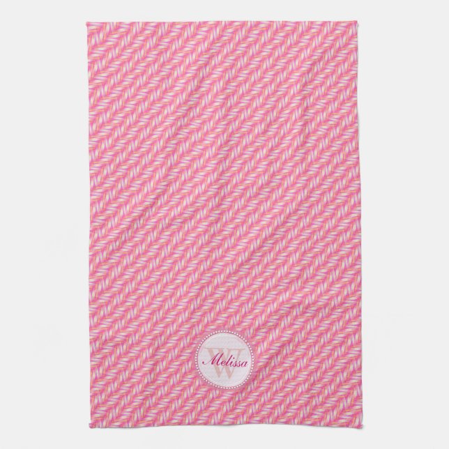 Pink & White Pattern Kitchen dish cloth (Vertical)