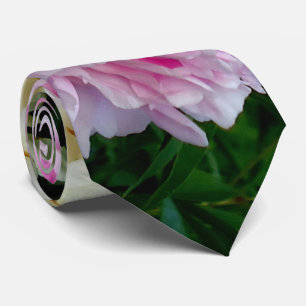 Pink White Peonies pink floral pink flowers Tie