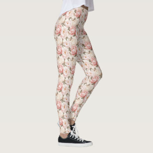 Pink & White Peony Blooms All-Over-Print Leggings