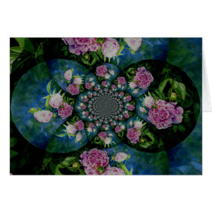 Pink white peony floral watercolor mandala