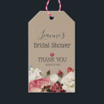 Pink & White Peony Spring Floral Bridal Shower Gift Tags<br><div class="desc">Beautiful pink and white peony flowers with elegant typography design faux craft paper for your spring wedding. BACKGROUND COLOR OF YOUR CHOICE. (1) For further customisation, please click the "Customise" button and use our design tool to modify this template. All text style, colours, sizes can be modified to fit your...</div>