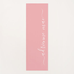Pink & White Personalised Script Reversible Yoga Mat