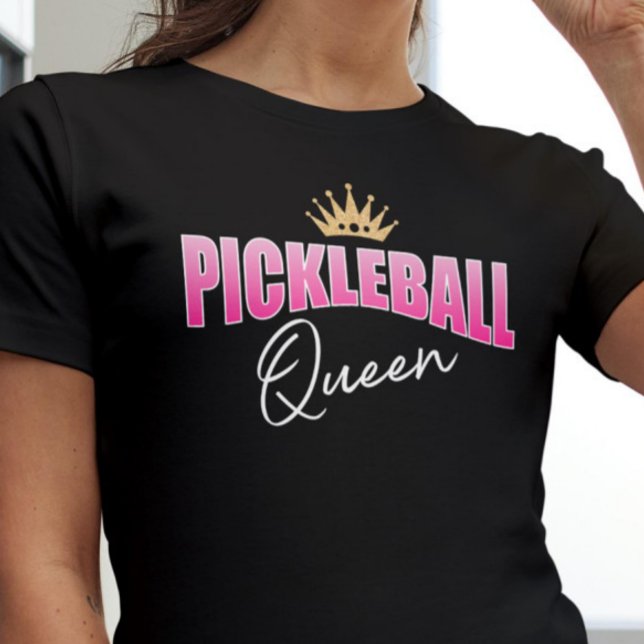 Pink White Pickleball Queen Gold Crown T-Shirt (Creator Uploaded)