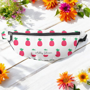 Pink White Pineapple Chic Pattern Bum Bags