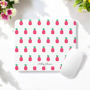 Pink White Pineapple Pattern Mouse Mat