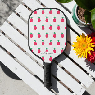 Pink White Pineapple Pattern Pickleball Paddle