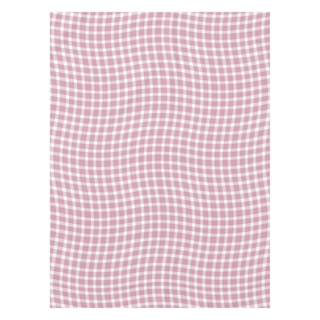 Pink White Plaid Chequered Seamless Pattern Tablecloth (Front)