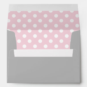 Pink & White Polka Dot Grey Return Address Envelope