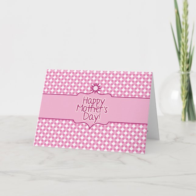 Pink white Polka dot Mothers Day greeting card (Front)